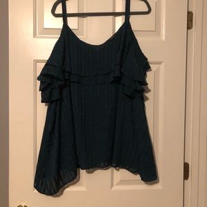 Dark Green Cold Shoulder Top